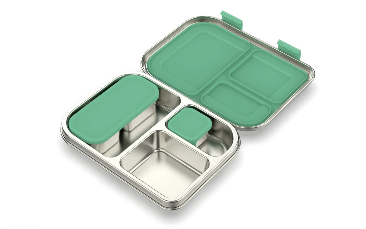 [B2B Sample Order] 3-Compartment 304 Stainless Steel Kids Bento Lunch Box with Snack Pods (550ml) | Standard & Custom OEM Sample