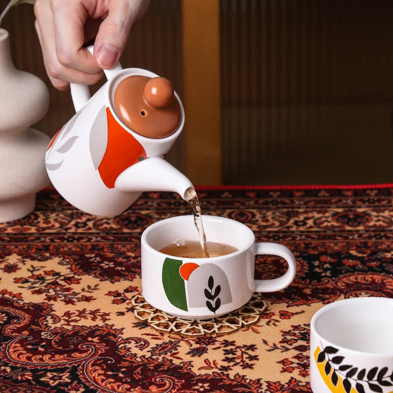 Royal Arabic 3-in-1 Stackable Ceramic Tea Set with Teapot and Cups | Middle East Gift Set