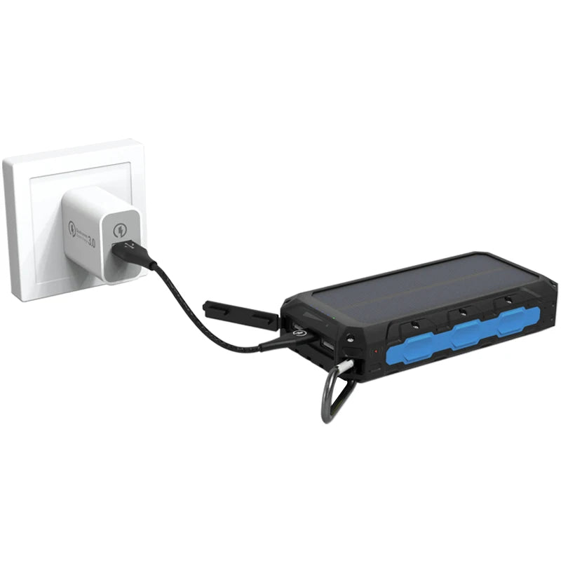 [B2B Sample Order] 30000mAh Solar Power Bank with Built-in 3 Cables (20W / 15W Wireless) | Custom Logo & Free Mockup