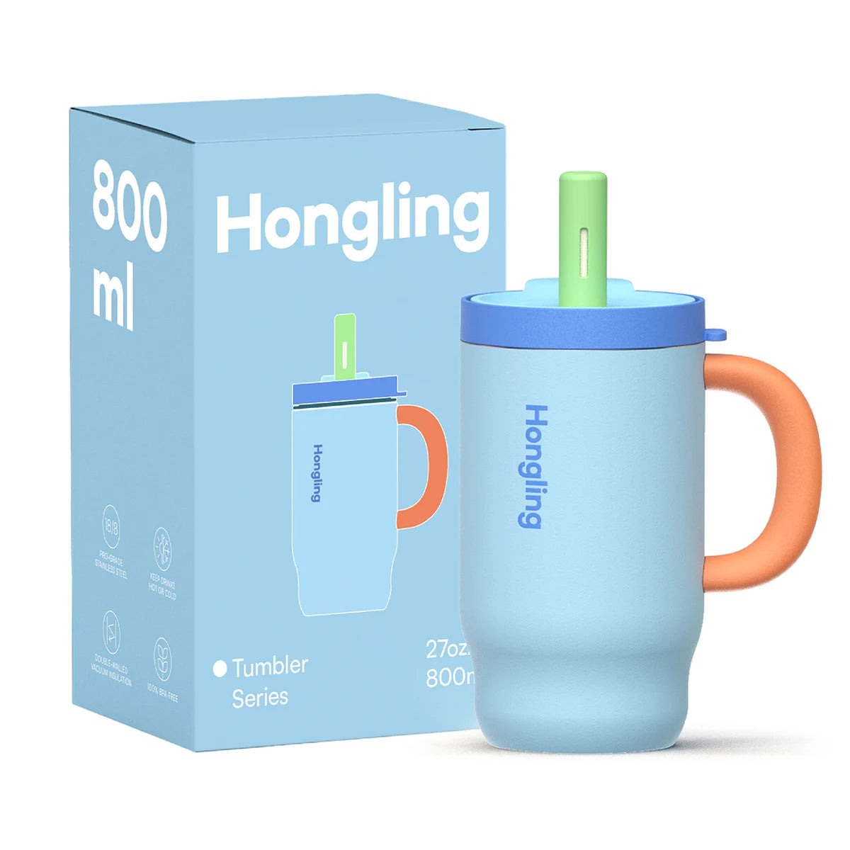 [B2B Sample Order] Coffee Tumbler with Handle & Leak-Proof Lid Double-Wall Insulated Stainless Steel (650ml) | Free Digital Mockup & Custom Logo