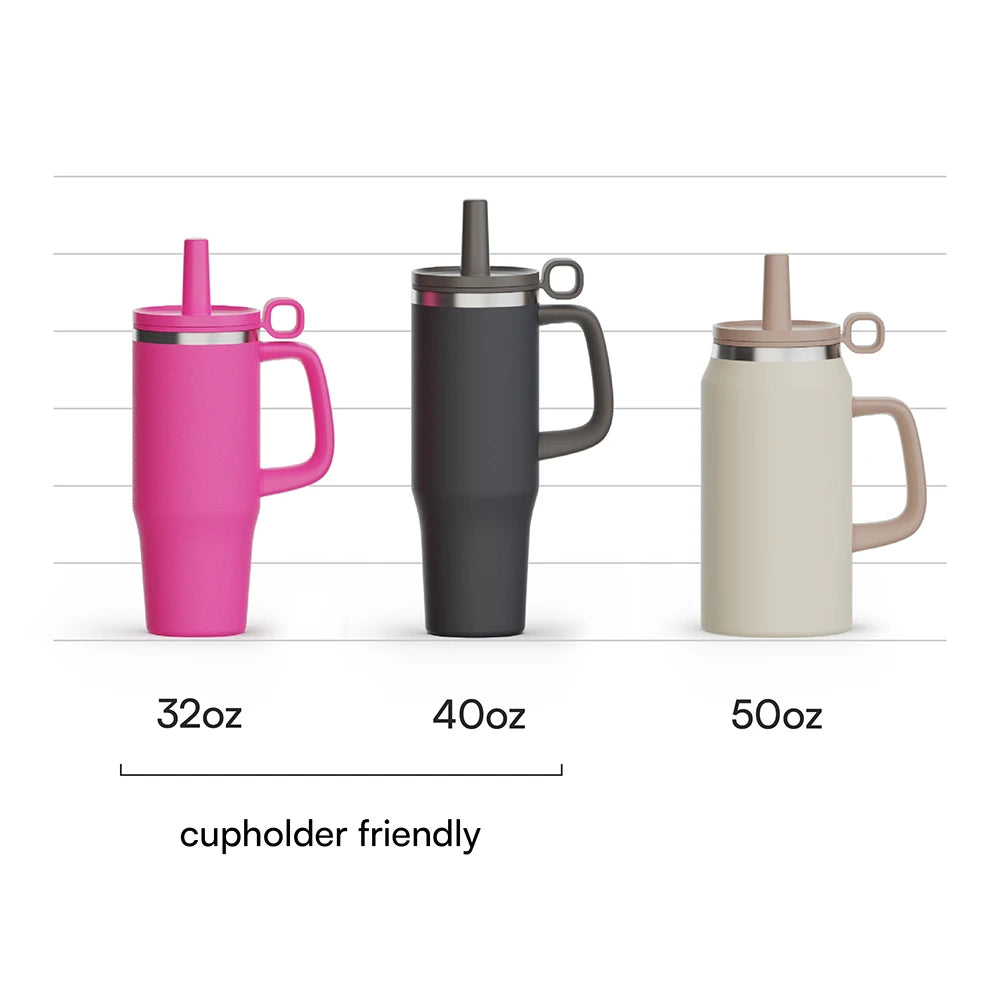 [B2B Sample Order] Large Capacity Double-Wall Stainless Steel Vacuum Insulated Tumbler with Straw Lid & Handle (32oz / 40oz / 50oz) | Free Digital Mockup & Custom Logo