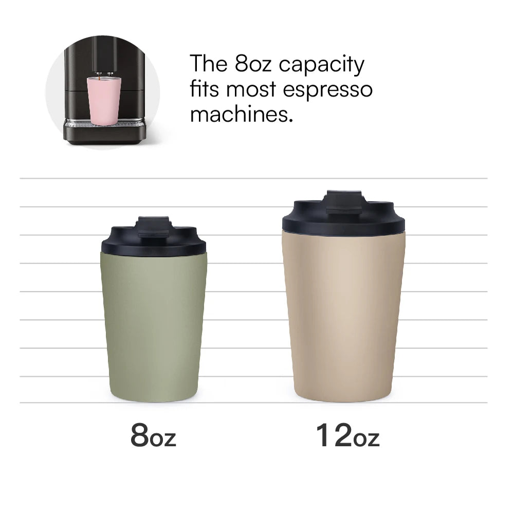 [B2B Sample Order] Flip-Open Stainless Steel Double-Wall Vacuum Insulated Coffee Mug (8oz / 12oz) | Free Digital Mockup & Custom Logo