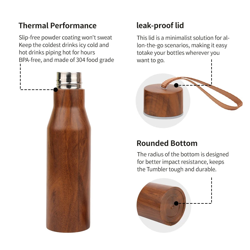 KOLINK 500ml Double-Wall Insulated Stainless Steel Water Bottle with Carrying Rope - B2B Sample Order
