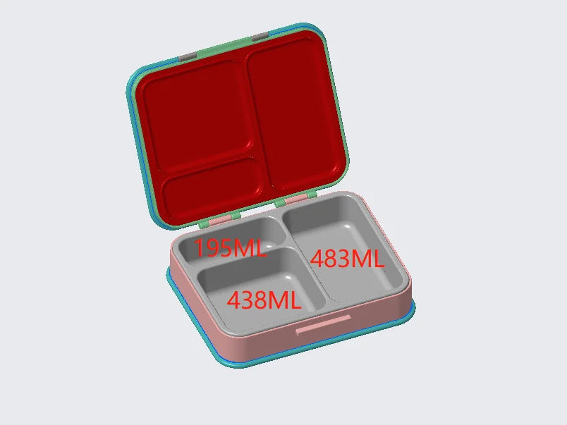 [B2B Sample Order] 3-Compartment 304 Stainless Steel Kids Bento Lunch Box with Thermal PP Shell (960ml) | Standard & Custom OEM Sample
