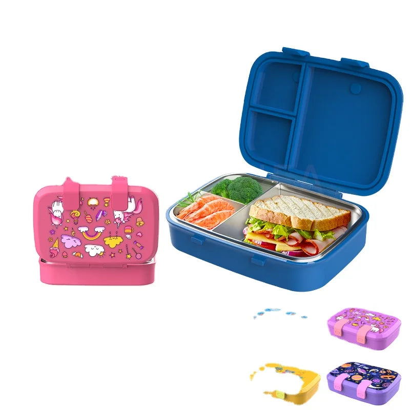 [B2B Sample Order] 2-Compartment Removable 304 Stainless Steel Kids Bento Lunch Box with Thermal PP Shell (750ml) | Standard & Custom OEM Sample