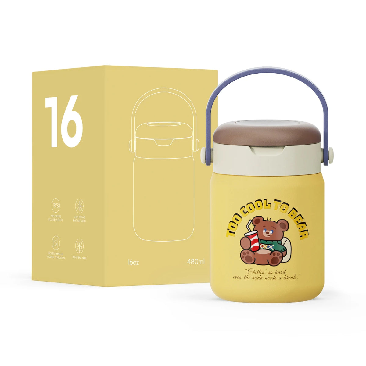 KOLINK Portable Insulated Stainless Steel Food Jar with Handle & Folding Spoon - B2B Sample Order
