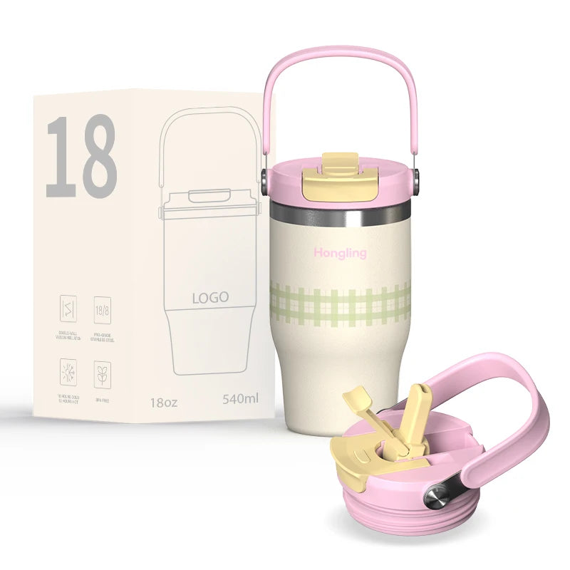 [B2B Sample Order] Portable Stainless Steel Double-Wall Vacuum Insulated Flask with 2-in-1 Lid (18oz - 50oz) | Free Digital Mockup & Custom Logo