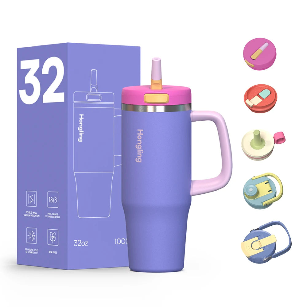 [B2B Sample Order] Double-Wall Stainless Steel Vacuum Insulated Tumbler with Handle (32oz / 40oz / 50oz) | Free Digital Mockup & Custom Logo