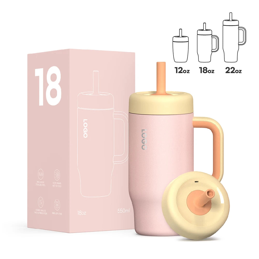 [B2B Sample Order] Leak-Proof Stainless Steel Vacuum Insulated Tumbler with Ergonomic Handle (12oz / 18oz / 22oz) | Free Digital Mockup & Custom Logo