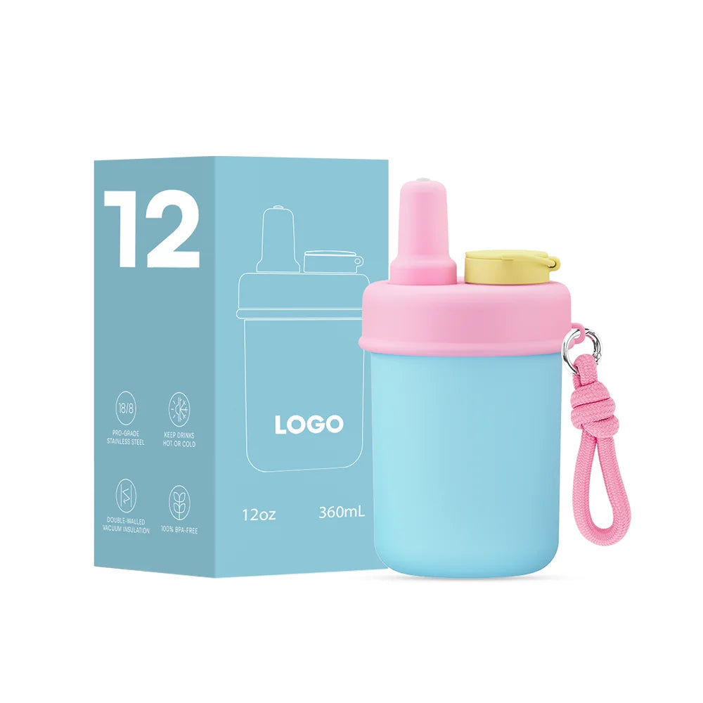 [B2B Sample Order] Leak-Proof Stainless Steel Vacuum Insulated Tumbler with Carry Strap (12oz) | Free Digital Mockup & Custom Logo