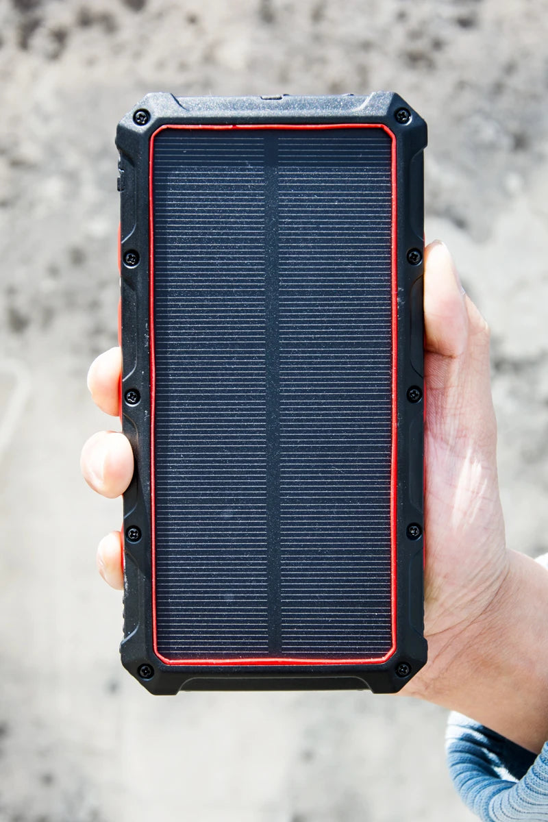 [B2B Sample Order] 20000mAh Waterproof Wireless Solar Power Bank with LED Flashlight | Custom Logo & Free Mockup
