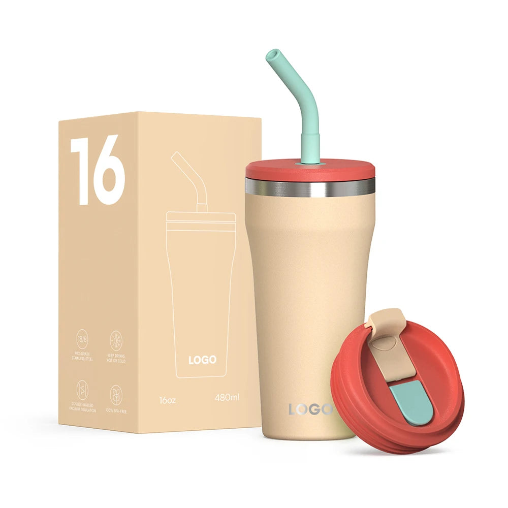 [B2B Sample Order] Car-Friendly Stainless Steel Double-Wall Vacuum Insulated Commuter Mug (12oz / 16oz) | Free Digital Mockup & Custom Logo