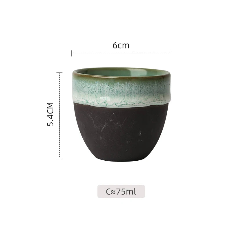 [B2B Sample Order] Handmade Reactive Kiln Glaze Ceramic Arabic Espresso Cup (75ml) | Custom Logo & Free Mockup