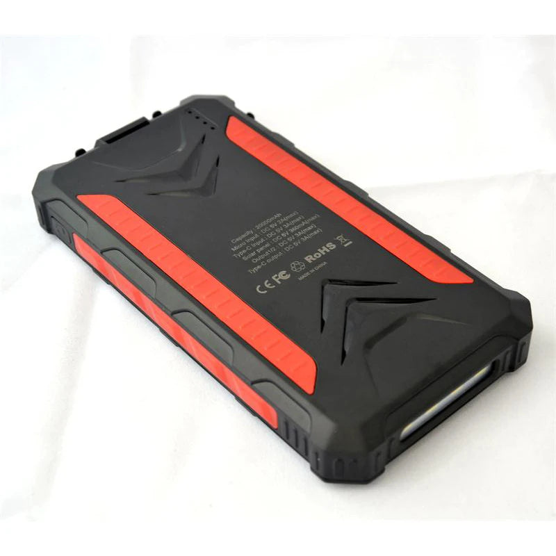 [B2B Sample Order] 20000mAh Waterproof Wireless Solar Power Bank with LED Flashlight | Custom Logo & Free Mockup