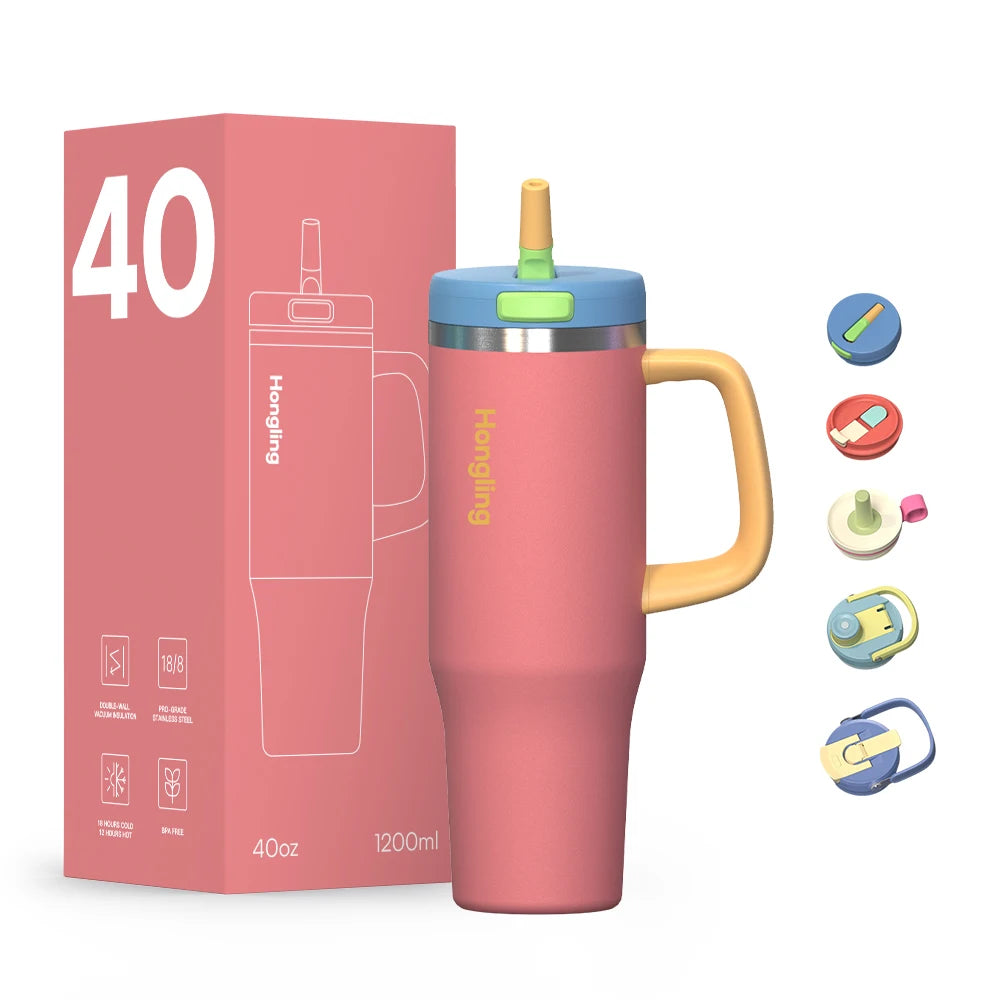[B2B Sample Order] Double-Wall Stainless Steel Vacuum Insulated Tumbler with Handle (32oz / 40oz / 50oz) | Free Digital Mockup & Custom Logo