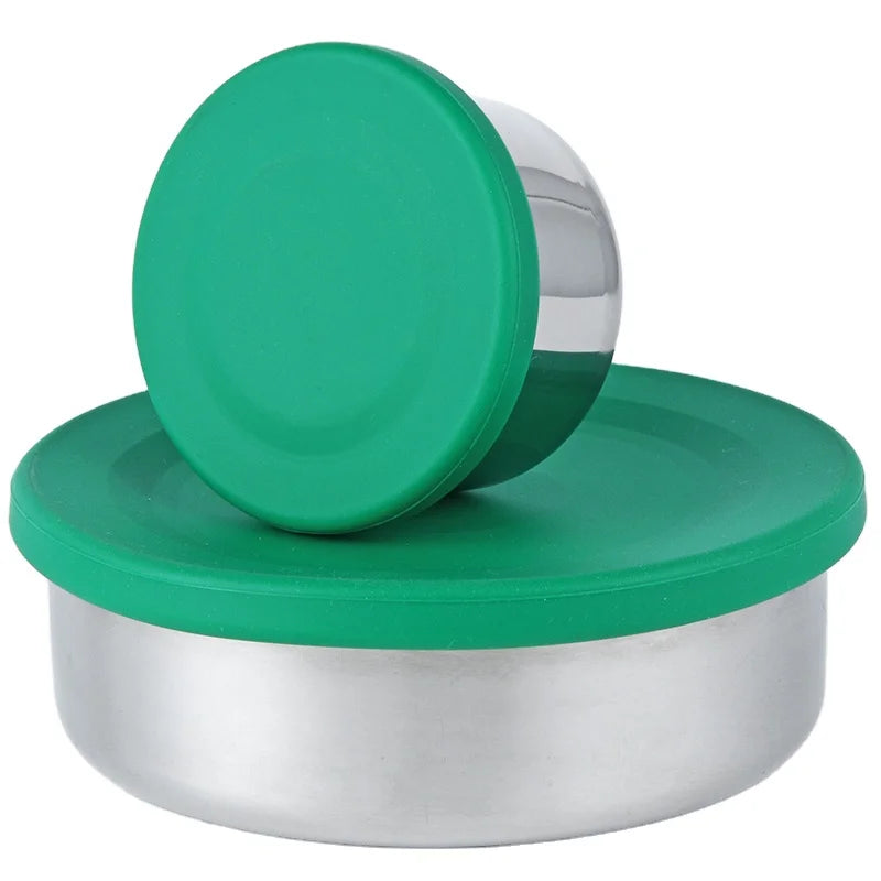 [B2B Sample Order] 2-Piece Nesting 304 Stainless Steel Round Snack & Sauce Containers (50ml + 175ml) | Custom Logo & Free Mockup