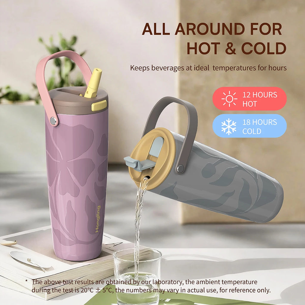 [B2B Sample Order] Double-Wall Stainless Steel Vacuum Insulated Travel Tumbler with Handle & Lid (25oz / 30oz) | Free Digital Mockup & Custom Logo