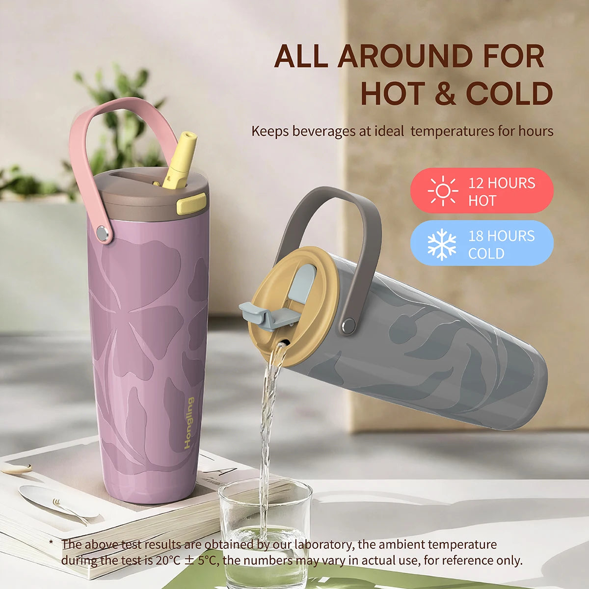 [B2B Sample Order] Double-Wall Stainless Steel Vacuum Insulated Travel Tumbler with Handle & Lid (25oz / 30oz) | Free Digital Mockup & Custom Logo