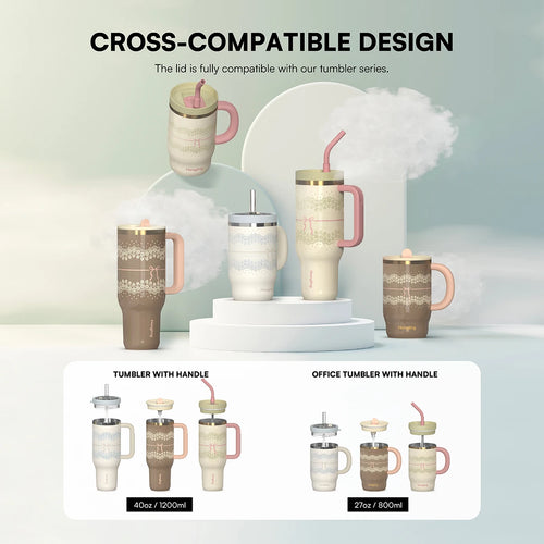 [B2B Sample Order] 1.2L (40oz) Tumbler with Ergonomic Handle & Multi-Lids Double-Wall 18/8 Stainless Steel Vacuum Insulated | Free Digital Mockup & Custom Logo