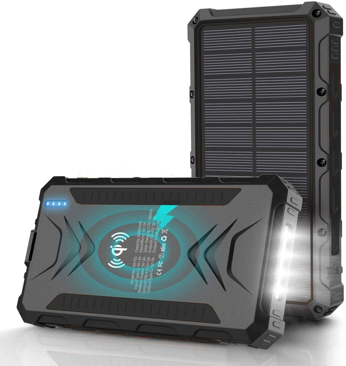 [B2B Sample Order] 20000mAh Waterproof Solar Power Bank with 18W PD & 10W Wireless Charging | Custom Logo & Free Mockup