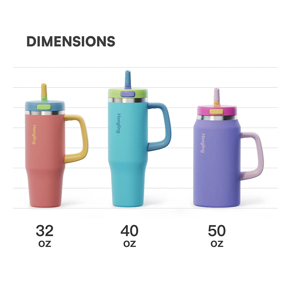 [B2B Sample Order] Double-Wall Stainless Steel Vacuum Insulated Tumbler with Handle (32oz / 40oz / 50oz) | Free Digital Mockup & Custom Logo