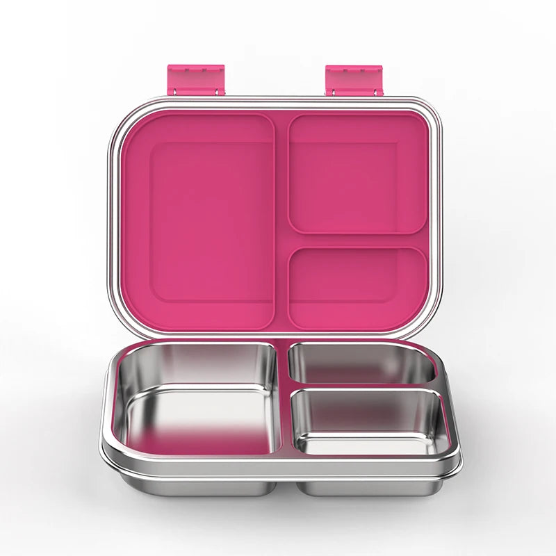 [B2B Sample Order] 3-Compartment 304 Stainless Steel Kids Bento Lunch Box with Snack Pods (550ml) | Standard & Custom OEM Sample