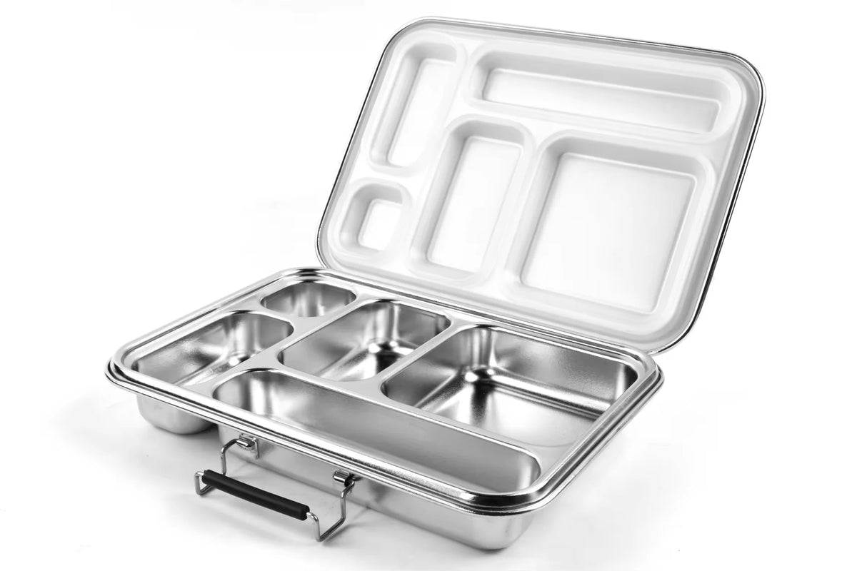 [B2B Sample Order] 5-Compartment 304 Stainless Steel Bento Lunch Box Set with 2 Dip Containers (935ml) | Standard & Custom OEM Sample