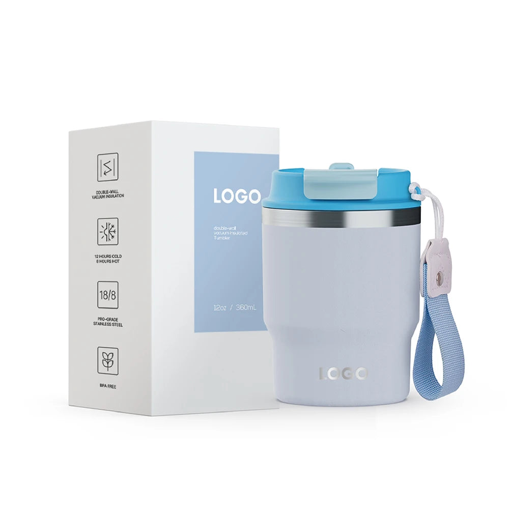 [B2B Sample Order] Double-Wall Stainless Steel Vacuum Insulated Travel Coffee Mug (12oz/16oz) | Free Digital Mockup & Custom Logo