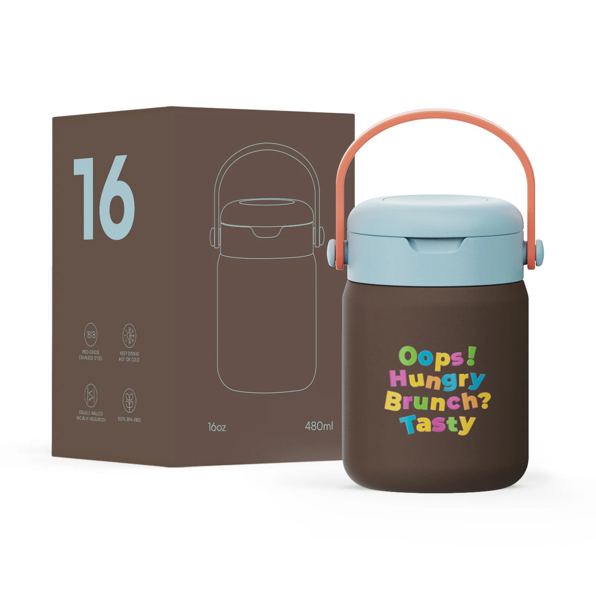 KOLINK Portable Insulated Stainless Steel Food Jar with Handle & Folding Spoon - B2B Sample Order