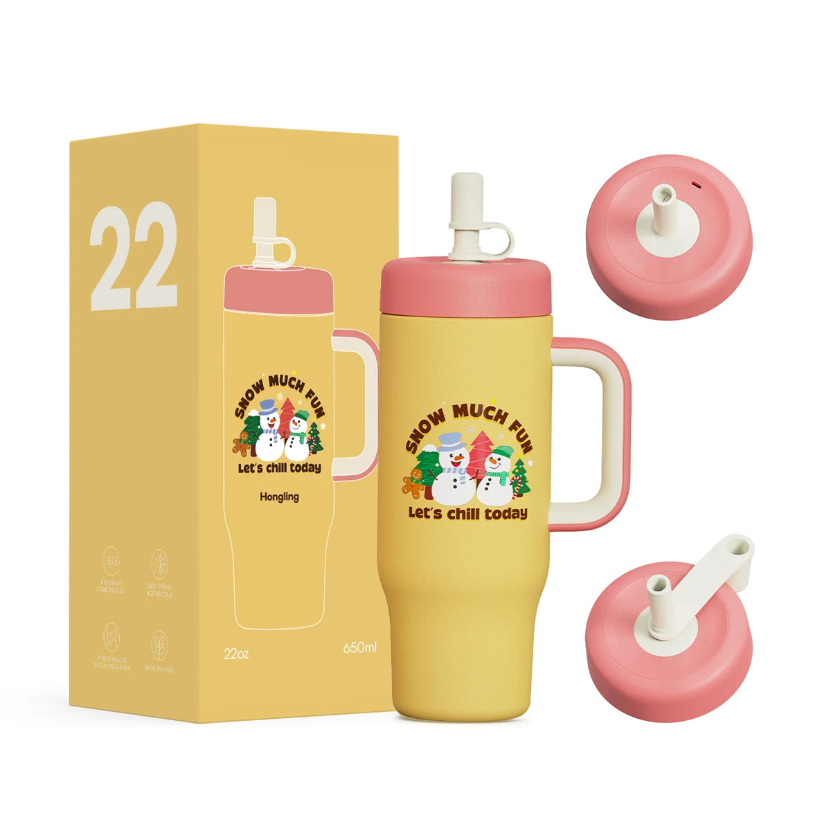 [B2B Sample Order] BPA-Free Stainless Steel Insulated Tumbler with Silicone Sip-Straw (12oz/18oz/22oz) | Free Digital Mockup & OEM Customization