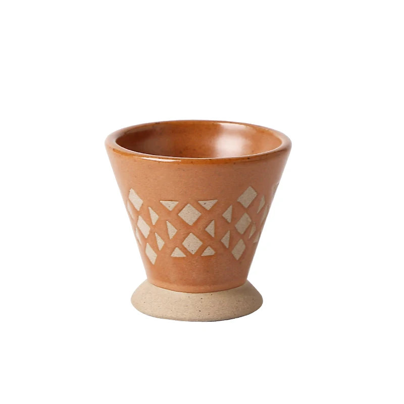 Traditional Arabic Ceramic Coffee Mug with Geometric Pattern | Handmade Saudi Arabia Pottery Cup