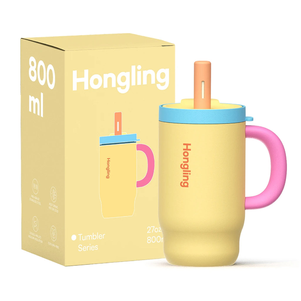 [B2B Sample Order] Coffee Tumbler with Handle & Leak-Proof Lid Double-Wall Insulated Stainless Steel (650ml) | Free Digital Mockup & Custom Logo