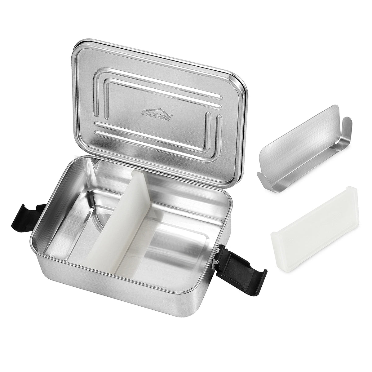 Single-Tier 304 Stainless Steel Bento Lunch Box with Removable Divider (1200ml)