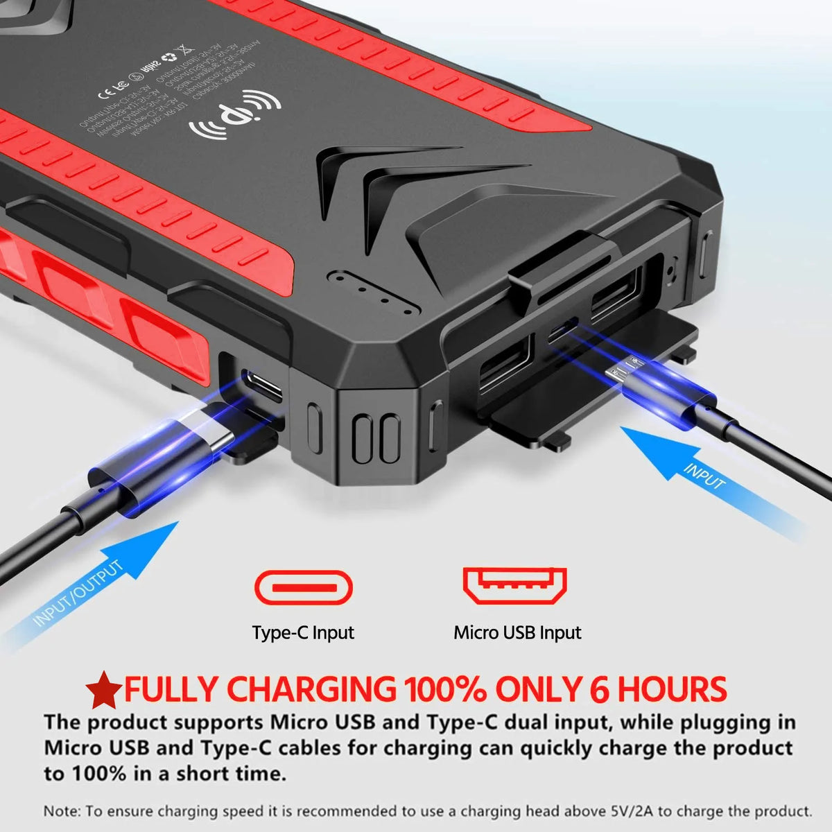 [B2B Sample Order] 20000mAh Waterproof Wireless Solar Power Bank with LED Flashlight | Custom Logo & Free Mockup