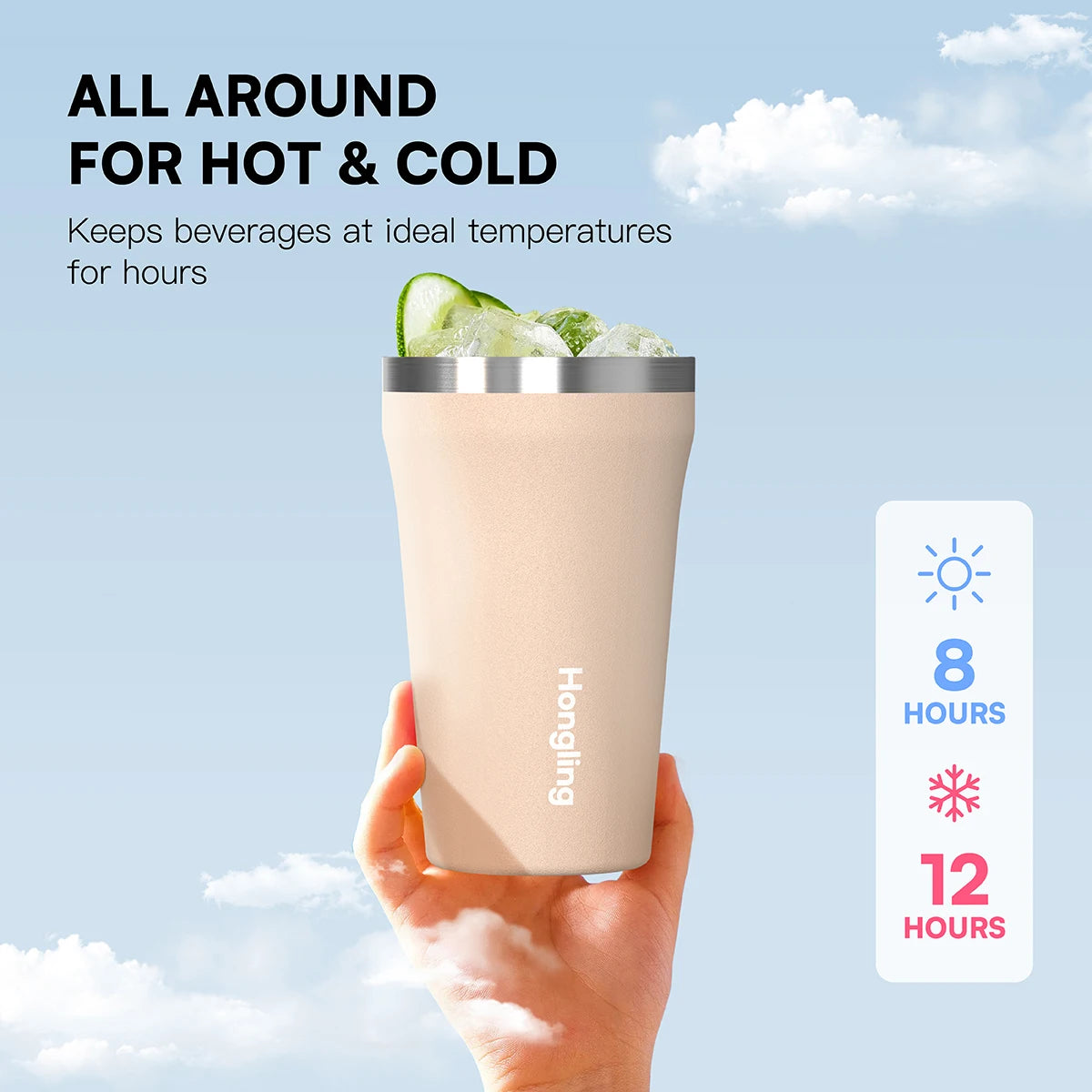 [B2B Sample Order] Double-Wall Stainless Steel Vacuum Insulated Travel Coffee Mug with Lid (12oz / 16oz) | Free Digital Mockup & Custom Logo