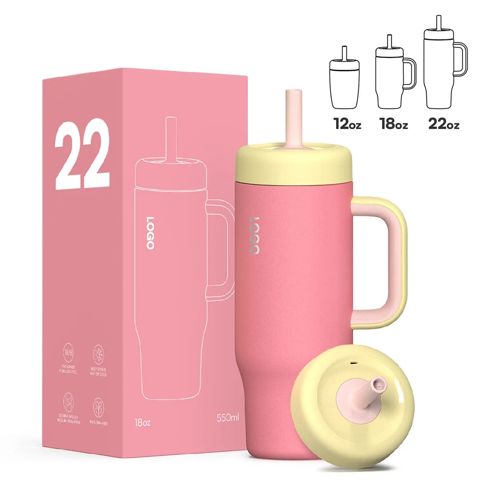 [B2B Sample Order] Leak-Proof Stainless Steel Vacuum Insulated Tumbler with Ergonomic Handle (12oz / 18oz / 22oz) | Free Digital Mockup & Custom Logo