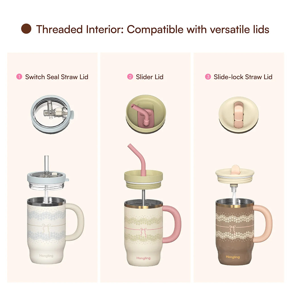 [B2B Sample Order] Coffee Tumbler with Handle & Leak-Proof Lid Double-Wall Insulated Stainless Steel (650ml) | Free Digital Mockup & Custom Logo