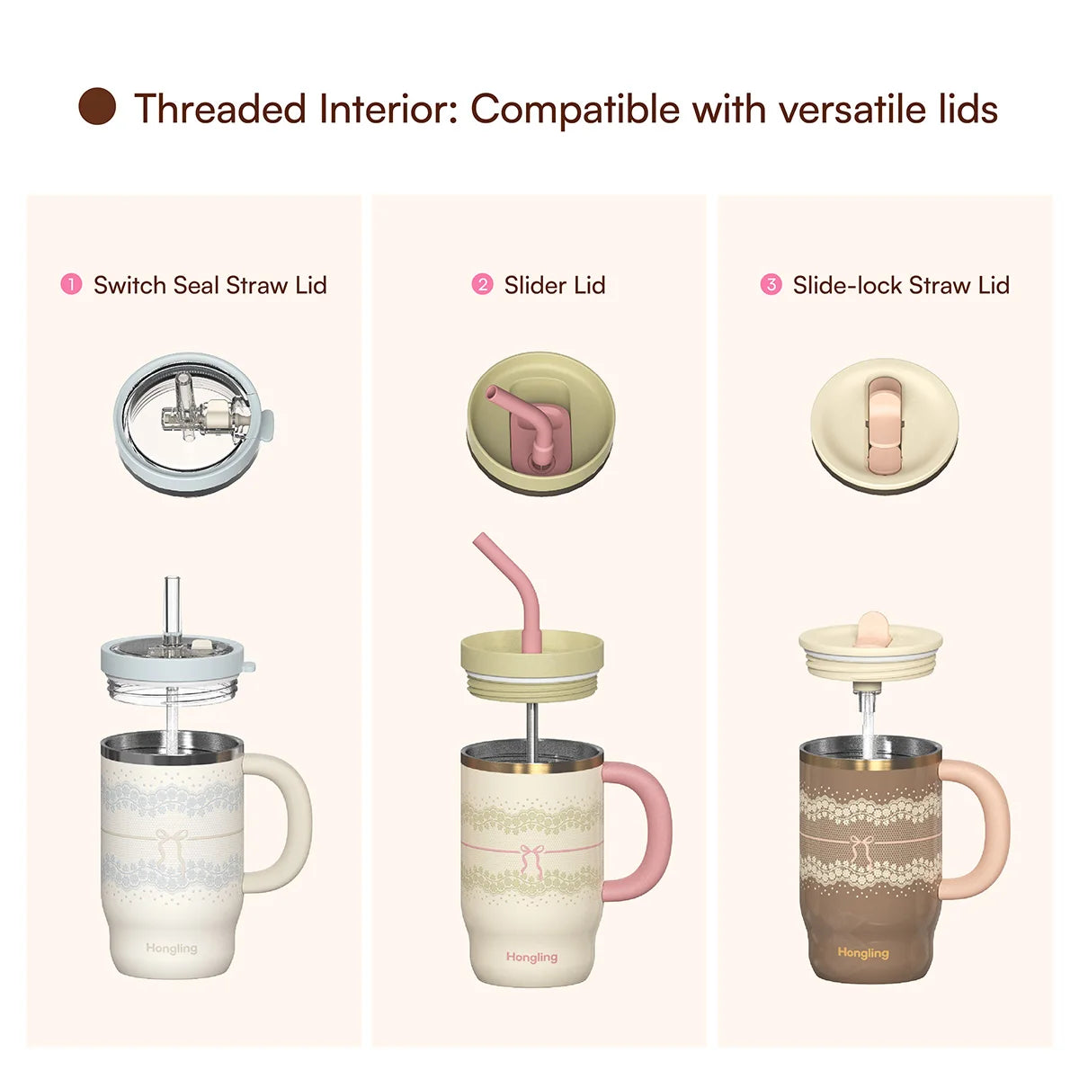 [B2B Sample Order] Coffee Tumbler with Handle & Leak-Proof Lid Double-Wall Insulated Stainless Steel (650ml) | Free Digital Mockup & Custom Logo