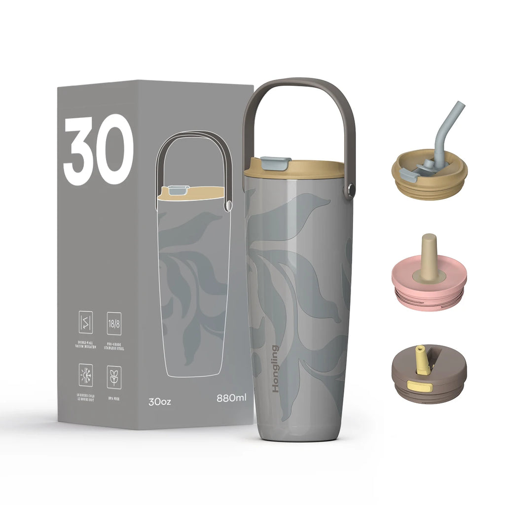 [B2B Sample Order] Double-Wall Stainless Steel Vacuum Insulated Travel Tumbler with Handle & Lid (25oz / 30oz) | Free Digital Mockup & Custom Logo
