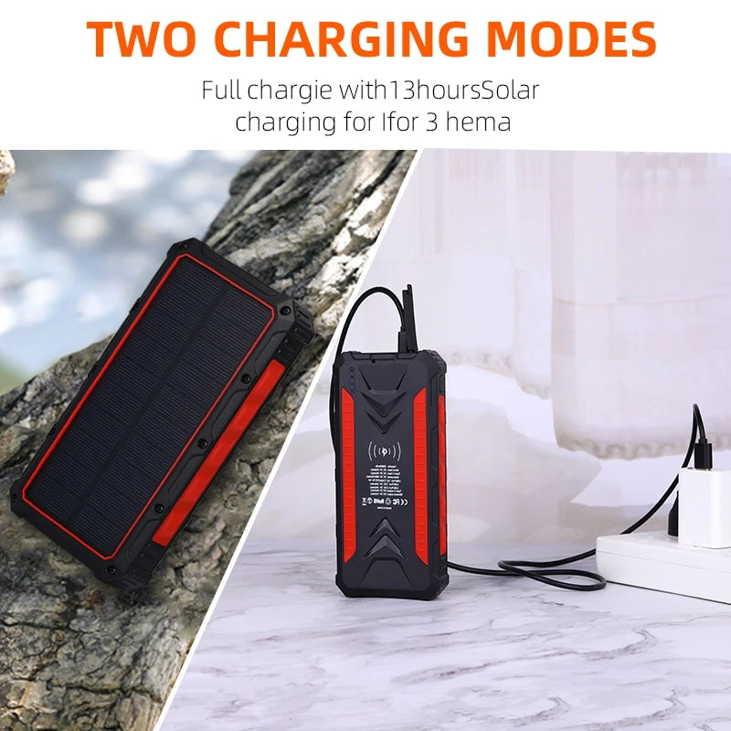 [B2B Sample Order] 36000mAh High Capacity Solar Wireless Power Bank with 4 USB Outputs & LED Flashlight | Custom Logo & Free Mockup