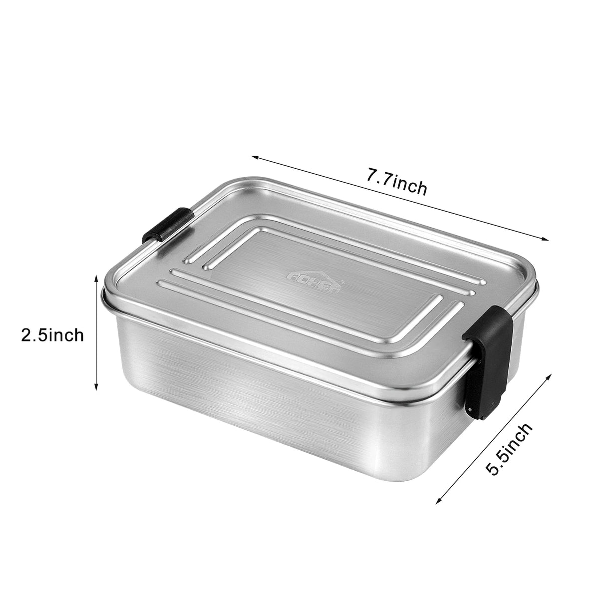 Single-Tier 304 Stainless Steel Bento Lunch Box with Removable Divider (1200ml)