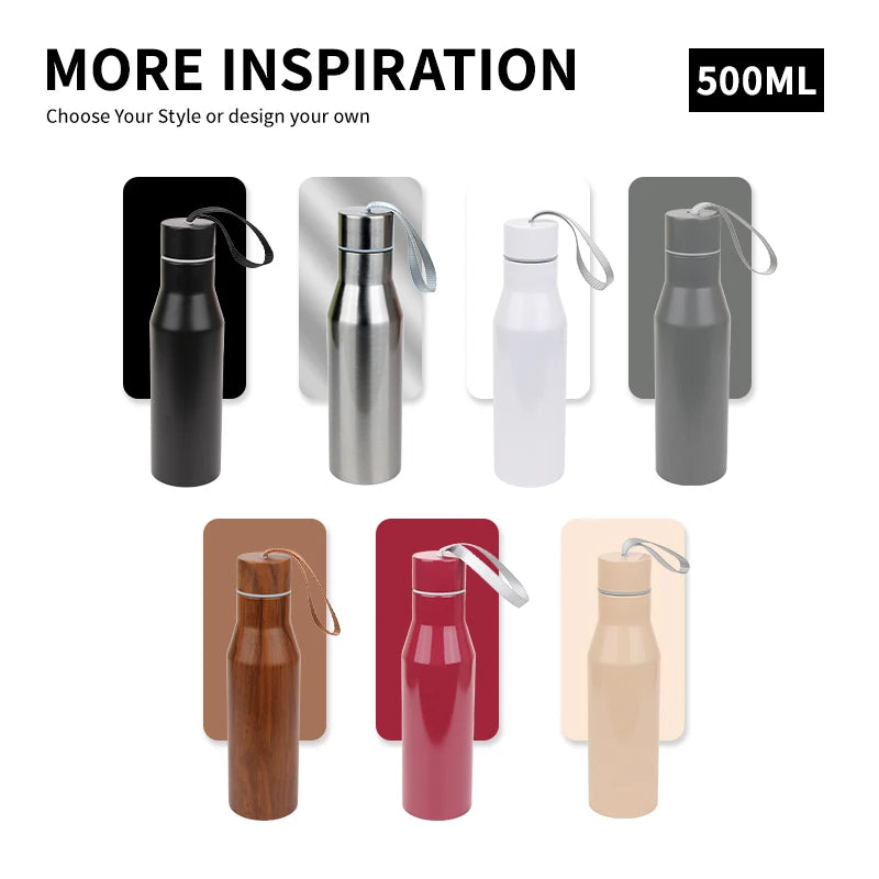 KOLINK 500ml Double-Wall Insulated Stainless Steel Water Bottle with Carrying Rope - B2B Sample Order
