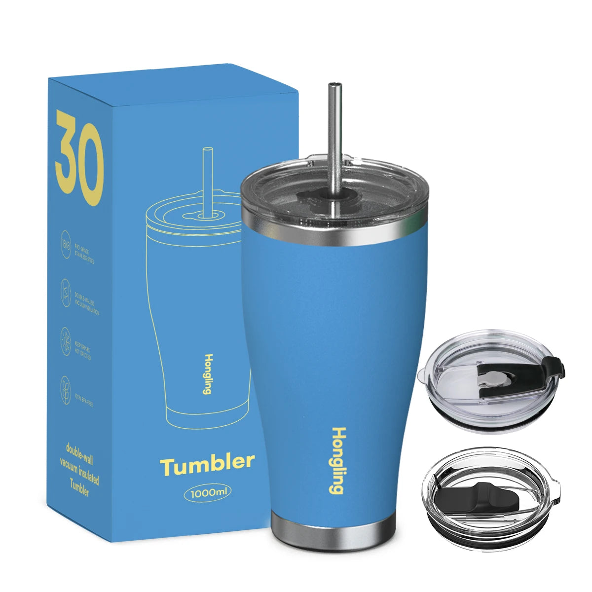 [B2B Sample Order] Cupholder-Friendly Stainless Steel Vacuum Insulated Tumbler with Multiple Lids (10oz - 40oz) | Free Digital Mockup & Custom Logo