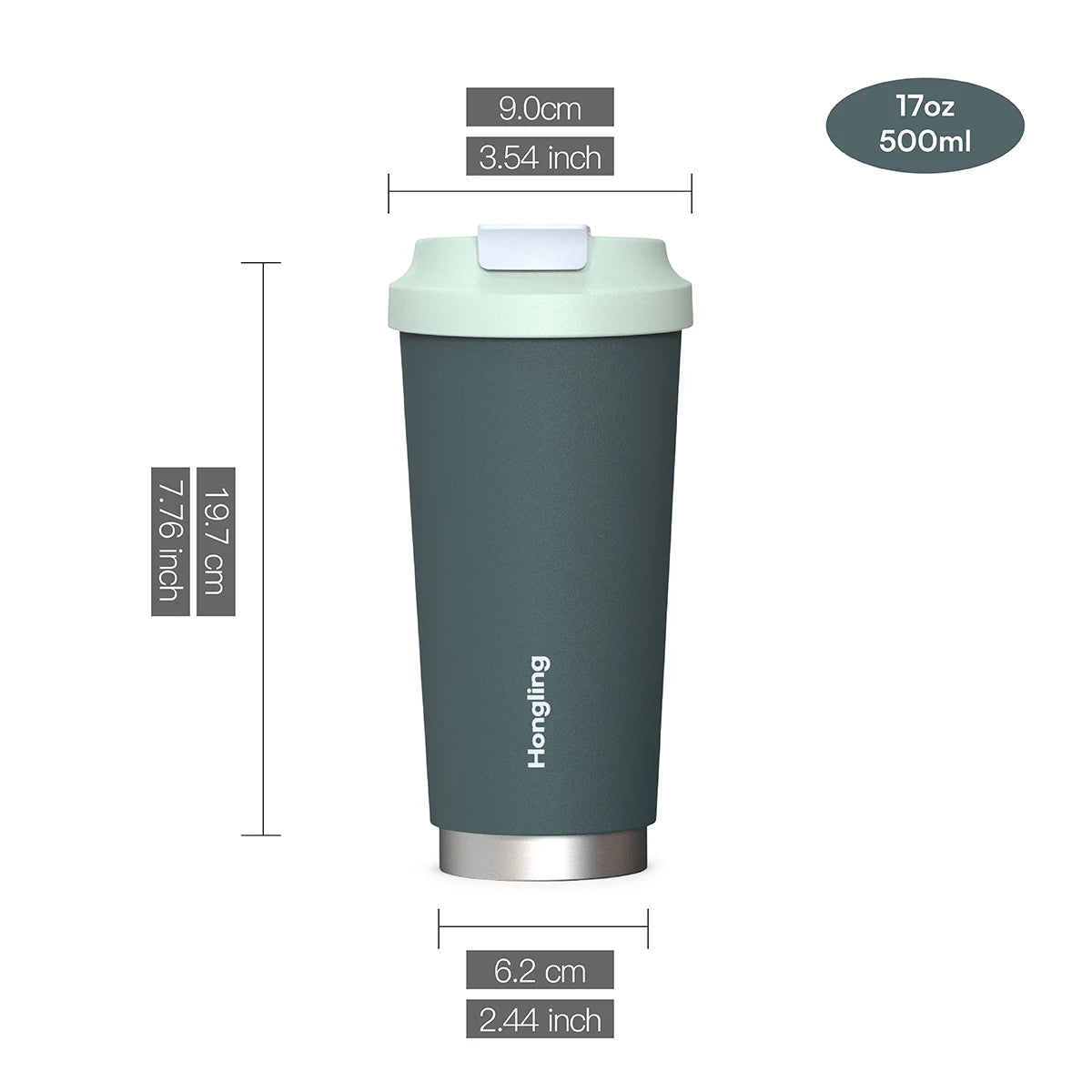 [B2B Sample Order] 500ml Double-Wall Stainless Steel Vacuum Insulated Travel Coffee Mug with Leak-Proof Lid | Free Digital Mockup & Custom Logo