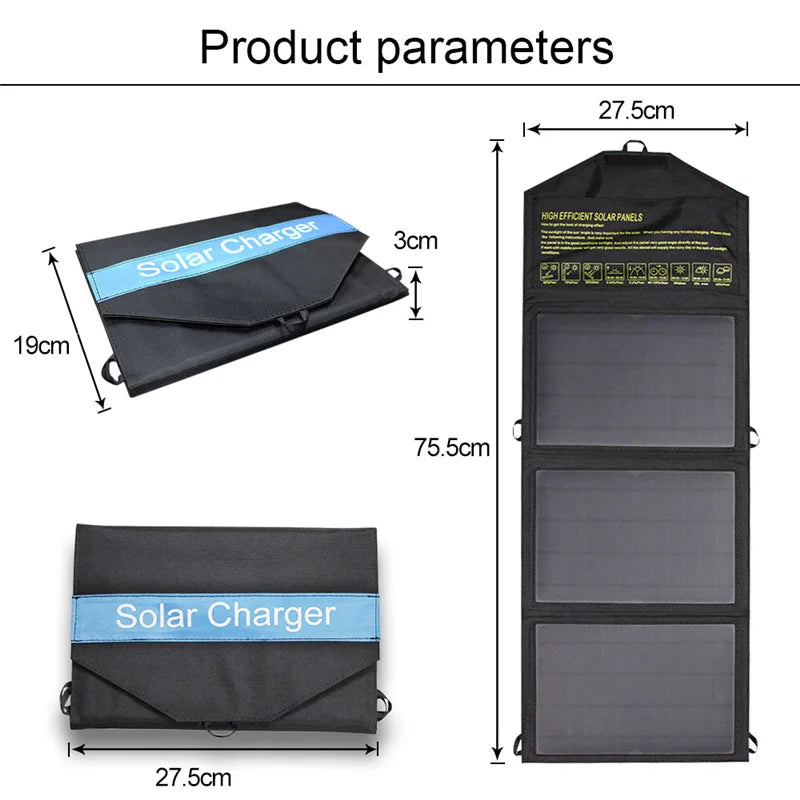 [B2B Sample Order] Portable Foldable Solar Panel Charger (10W-400W) Dual USB | Custom Logo & Free Mockup
