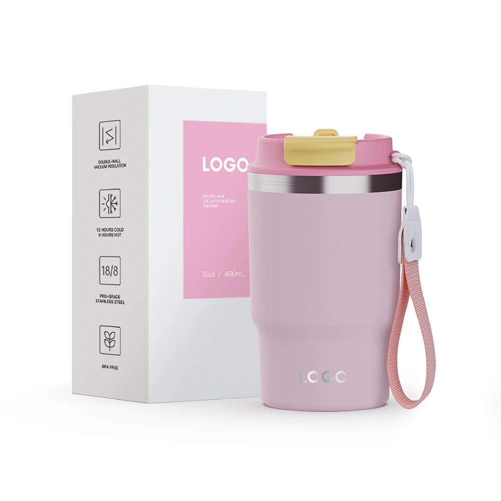 [B2B Sample Order] Double-Wall Stainless Steel Vacuum Insulated Travel Coffee Mug (12oz/16oz) | Free Digital Mockup & Custom Logo