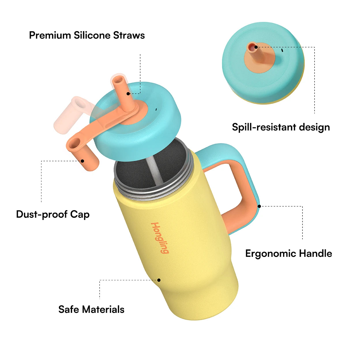 [B2B Sample Order] Leak-Proof Stainless Steel Vacuum Insulated Tumbler with Ergonomic Handle (12oz / 18oz / 22oz) | Free Digital Mockup & Custom Logo