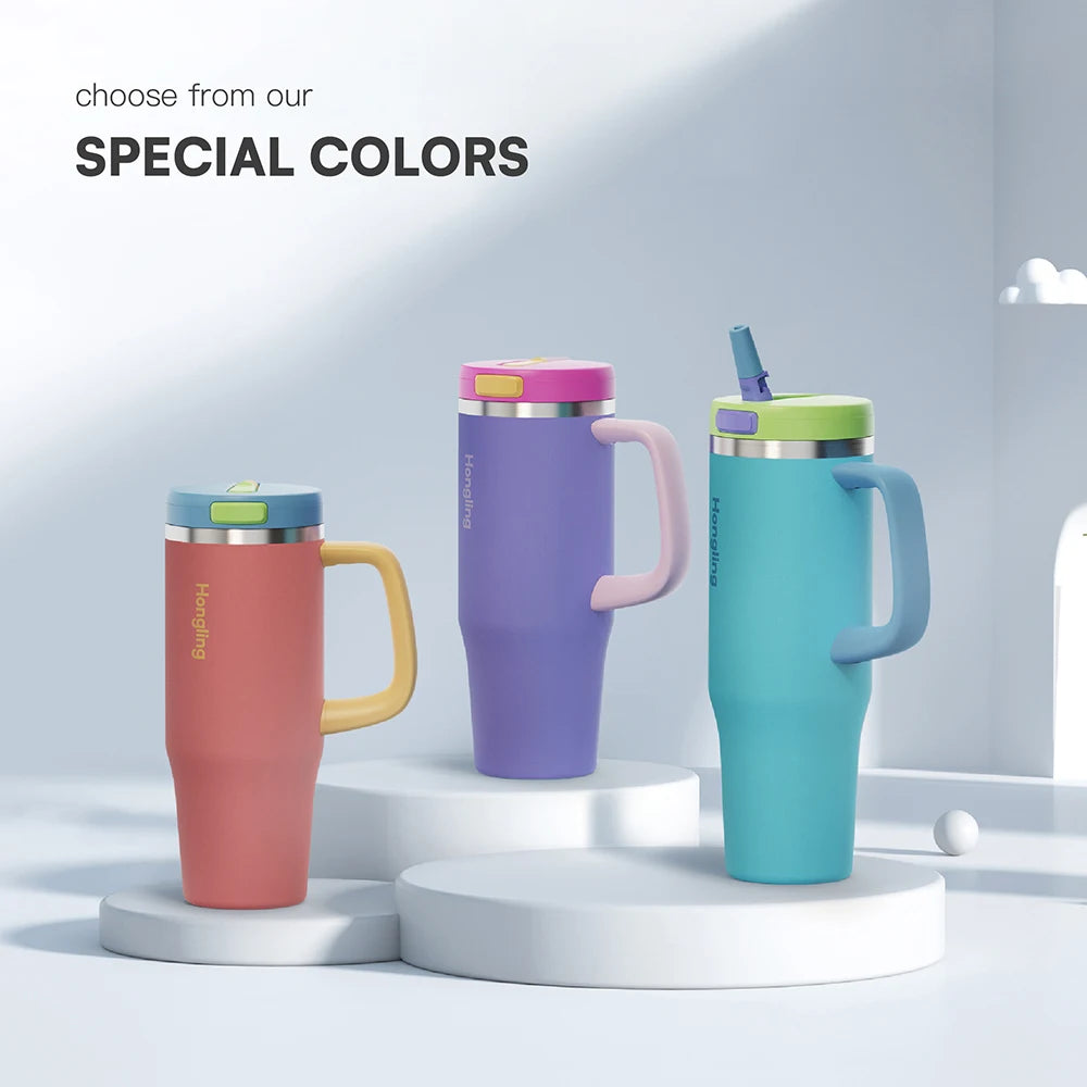 [B2B Sample Order] Double-Wall Stainless Steel Vacuum Insulated Tumbler with Handle (32oz / 40oz / 50oz) | Free Digital Mockup & Custom Logo