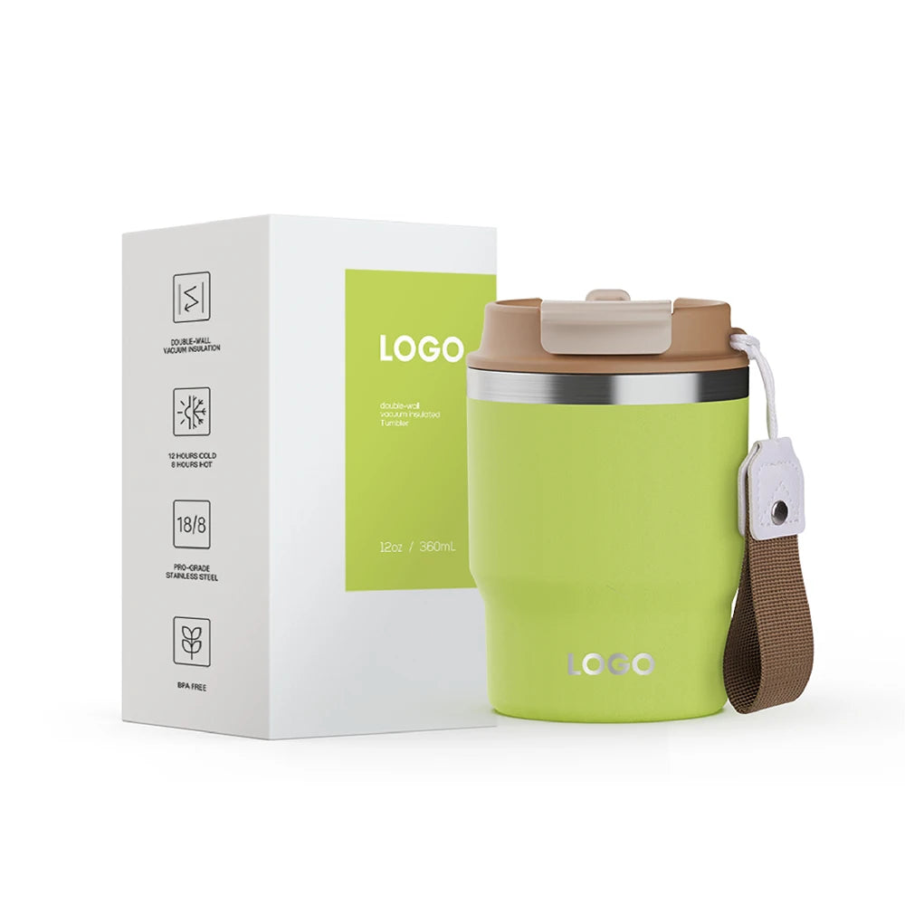 [B2B Sample Order] Double-Wall Stainless Steel Vacuum Insulated Travel Coffee Mug (12oz/16oz) | Free Digital Mockup & Custom Logo