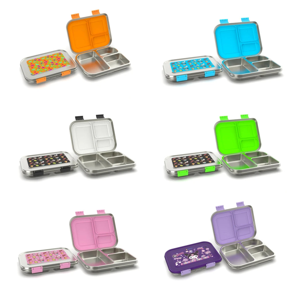 [B2B Sample Order] 3-Compartment 304 Stainless Steel Kids Bento Lunch Box with Snack Pods (550ml) | Standard & Custom OEM Sample